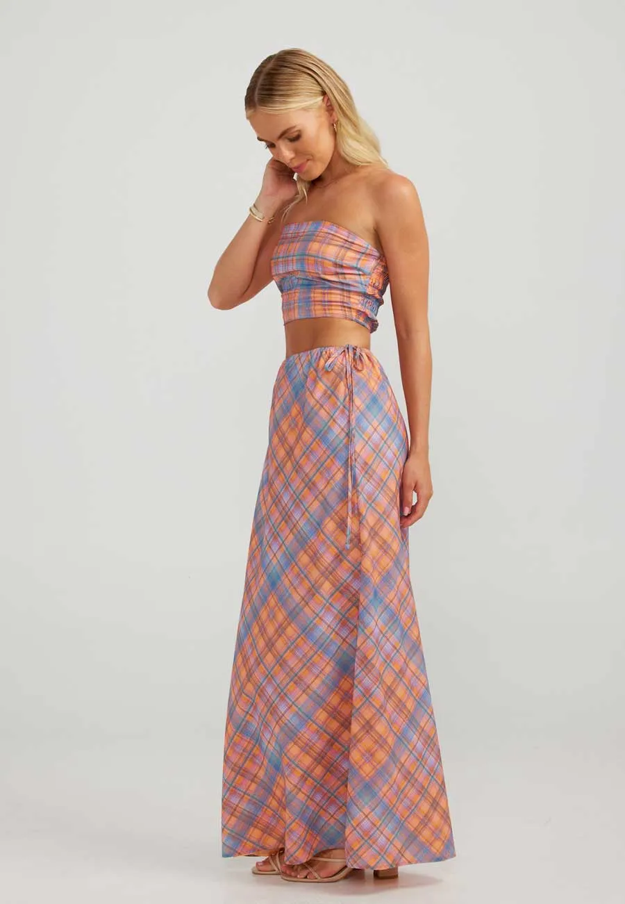 Charlie Holiday Bethany Maxi Skirt Peachy Check