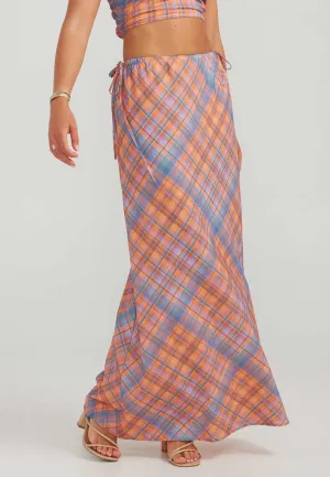 Charlie Holiday Bethany Maxi Skirt Peachy Check