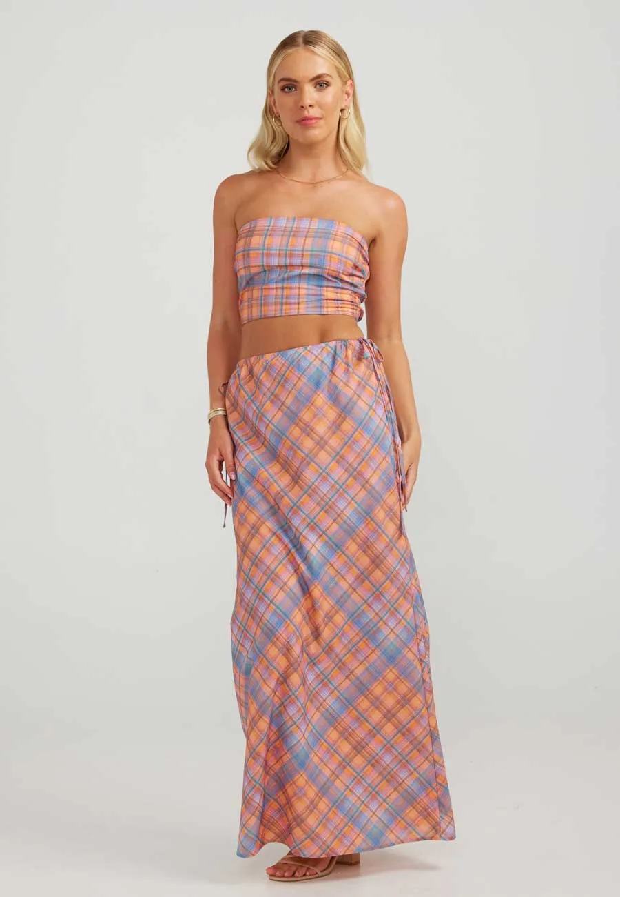 Charlie Holiday Bethany Maxi Skirt Peachy Check