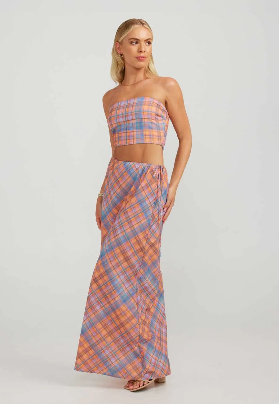 Charlie Holiday Bethany Maxi Skirt Peachy Check