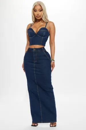 Ciarra Denim Skirt Set - Dark Denim