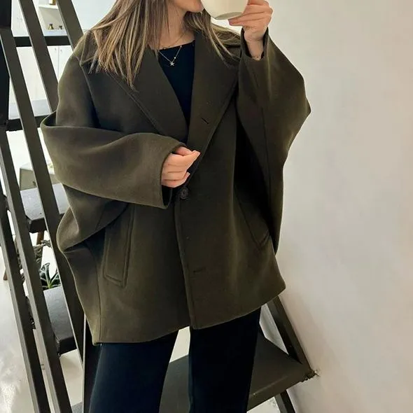 Classic Oversized Short Wool Blend Coat