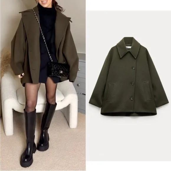 Classic Oversized Short Wool Blend Coat