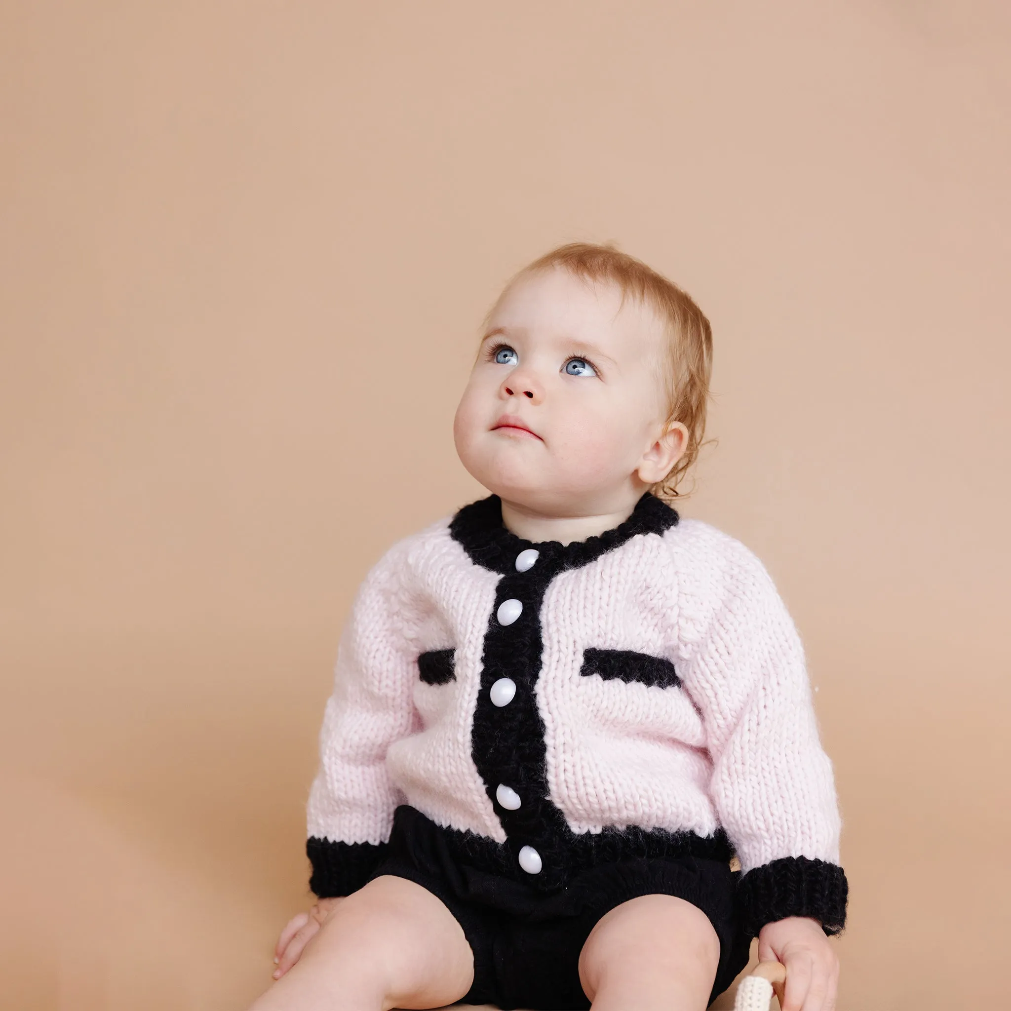 Coco Cardigan, Baby Pink/Black