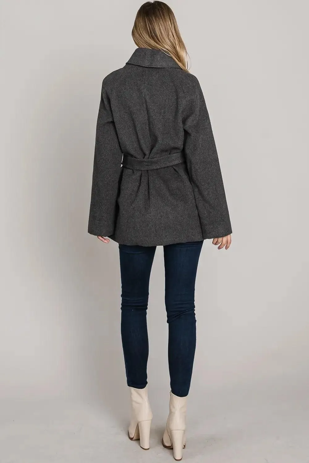 Collared Pocket Wrap Coat