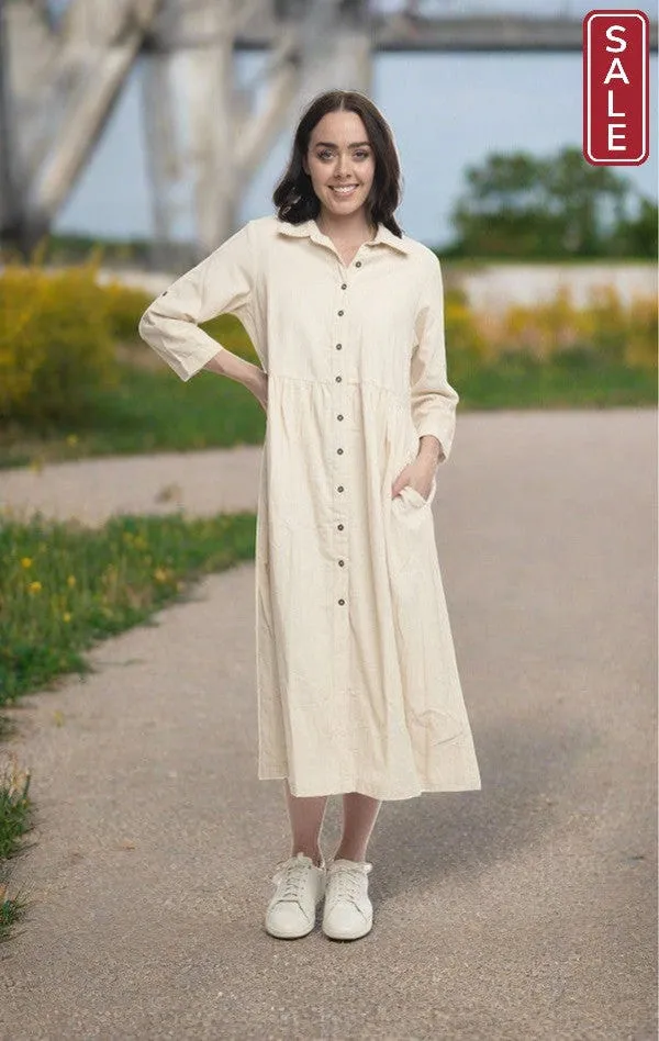 Cord Collar dress Taupe