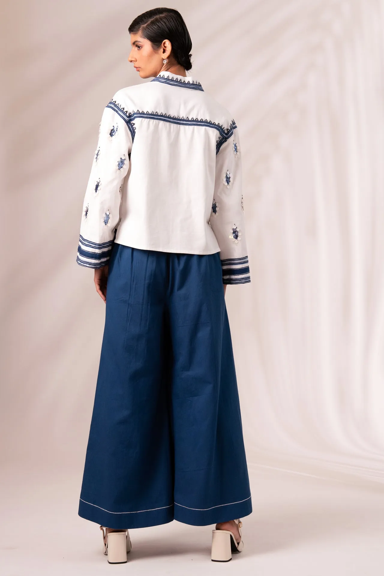 Cosmo Top   Indigo Rico Pleated Culottes