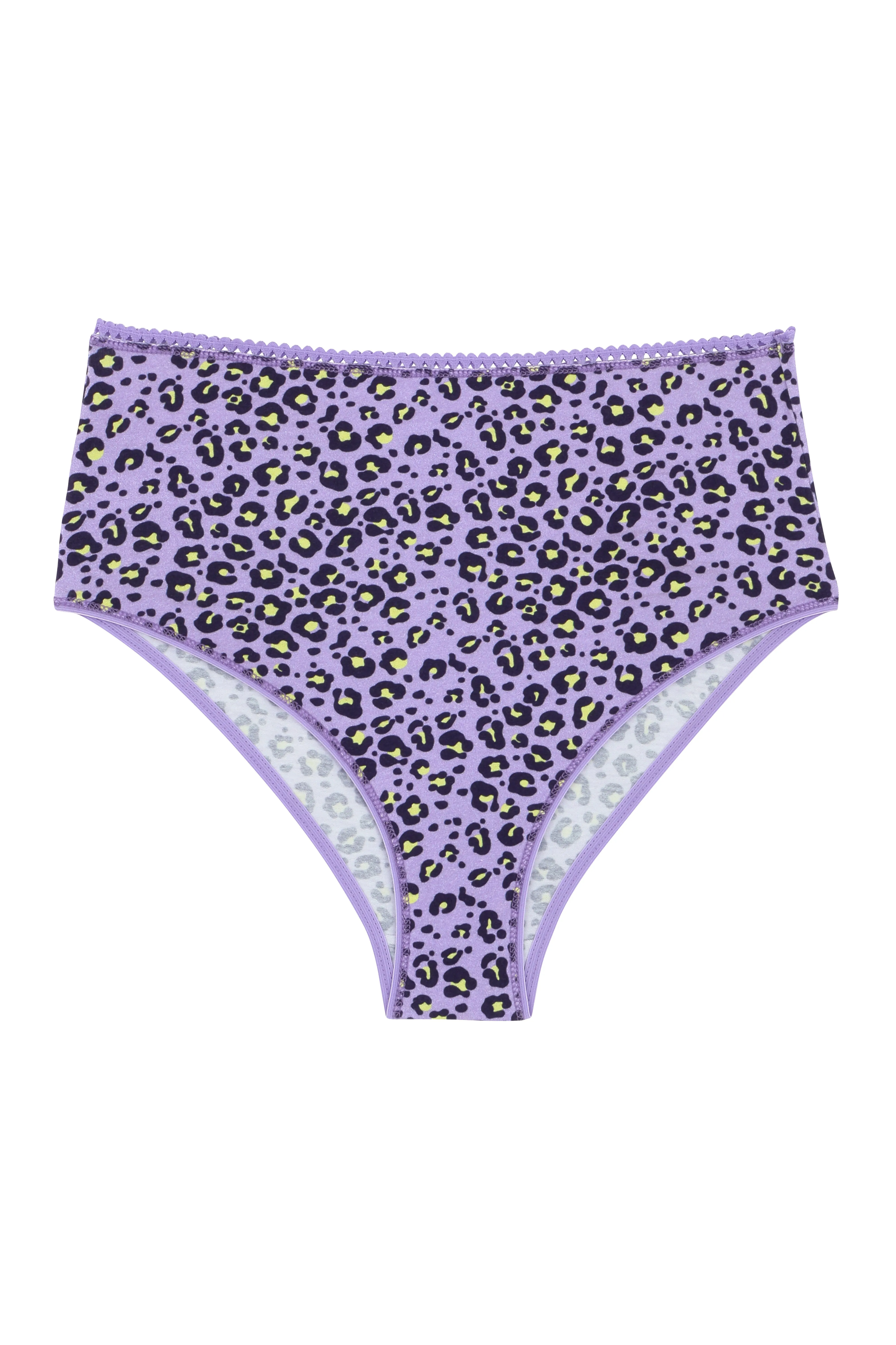 Culotte Taille Haute Coton BIO - Léopard Lilas