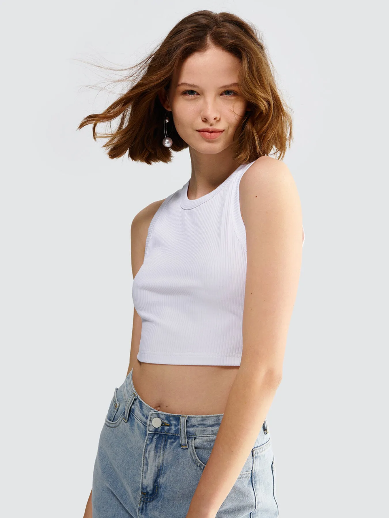 Cut Out Rib Crop Tank Top