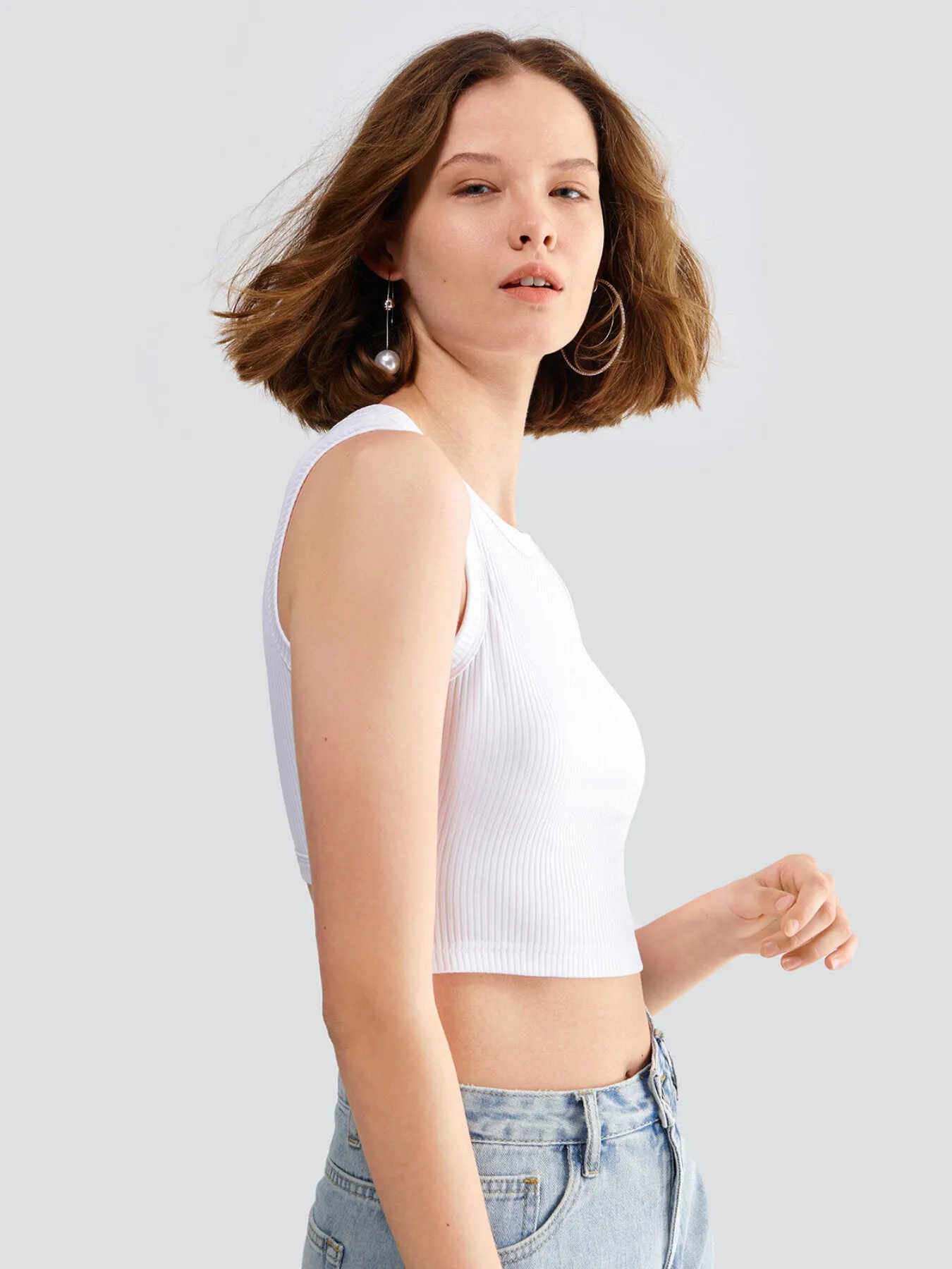 Cut Out Rib Crop Tank Top