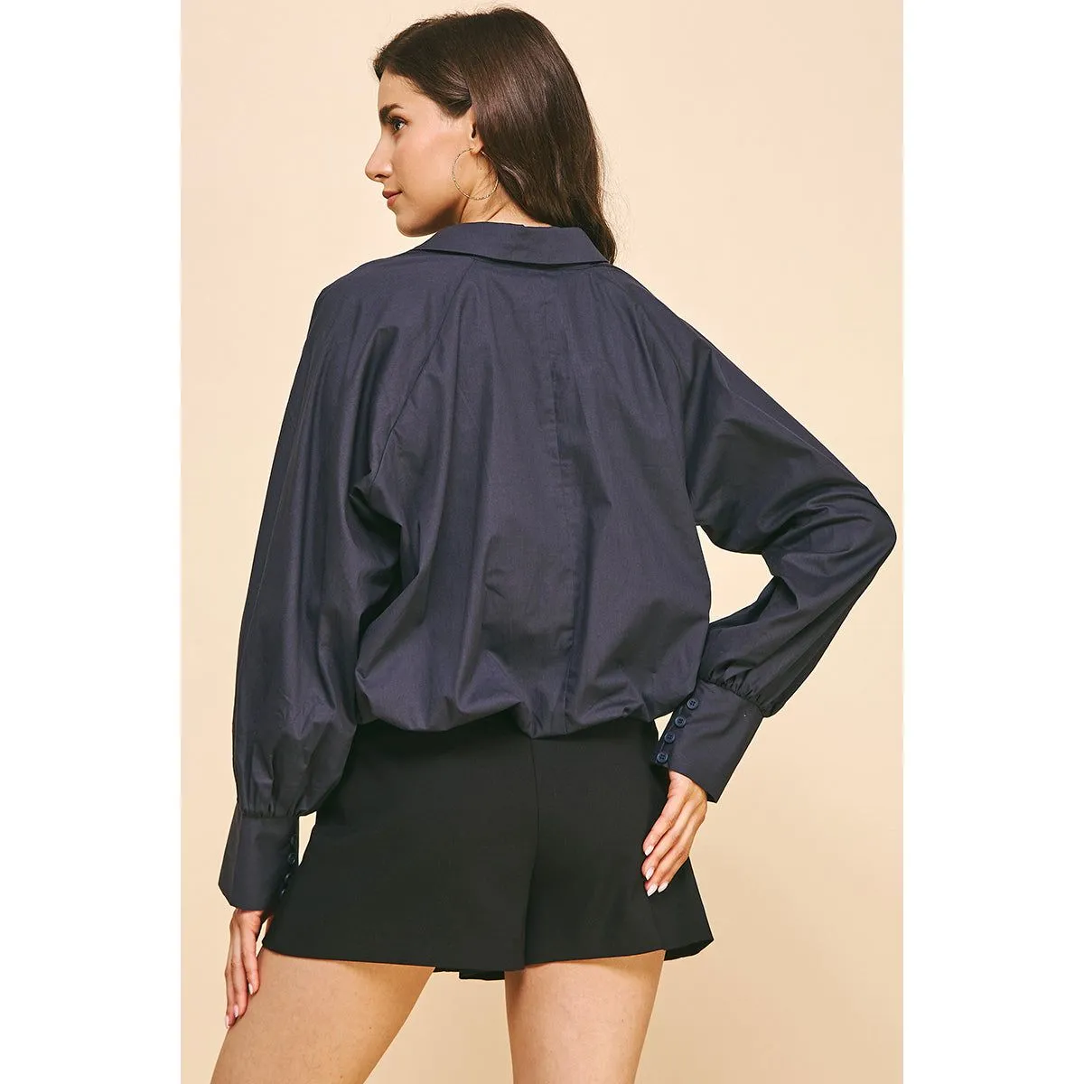 Deborah Loose Fit Long Sleeve Pinch Blouse