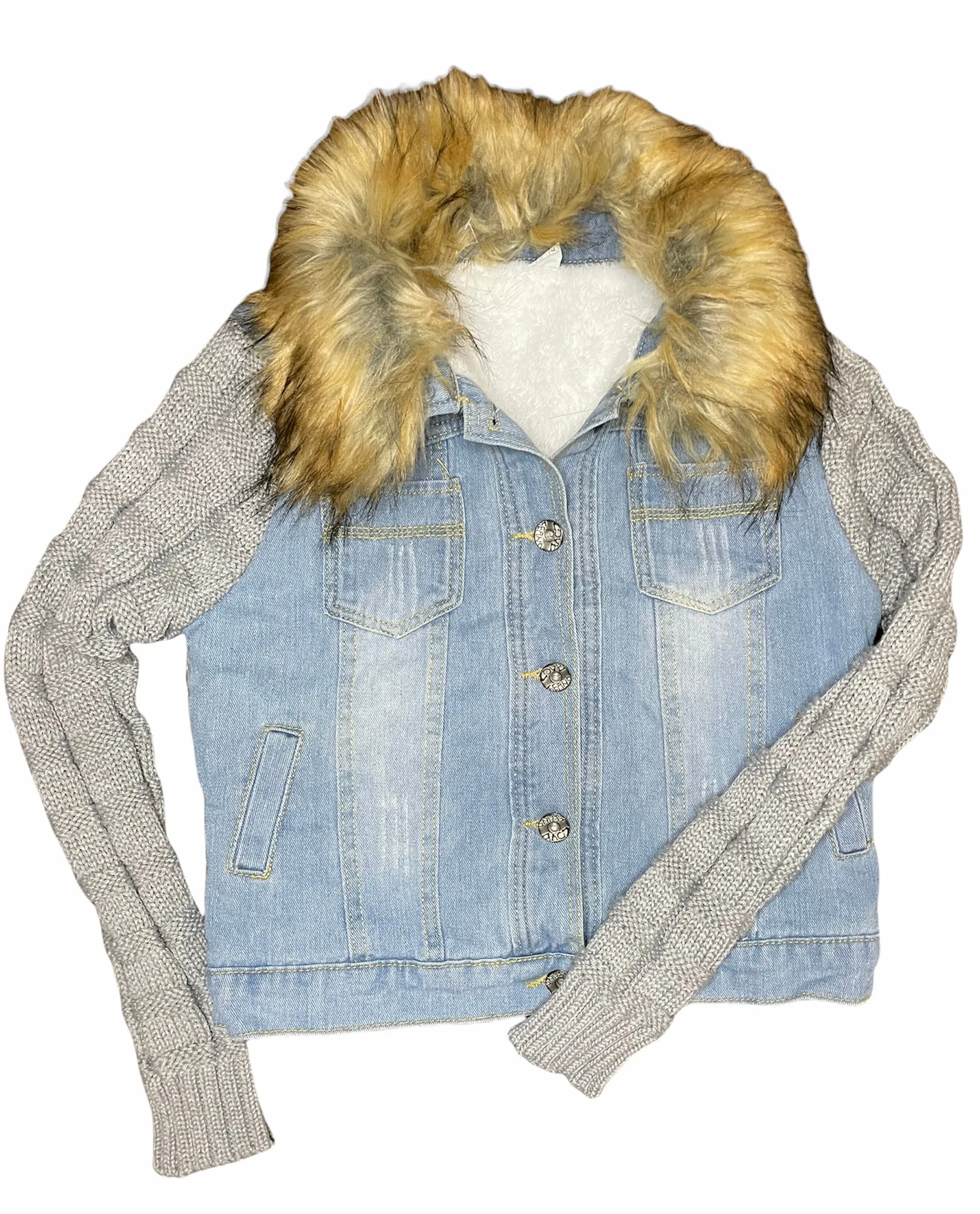 Denim & Fur Jacket (Small/Medium)