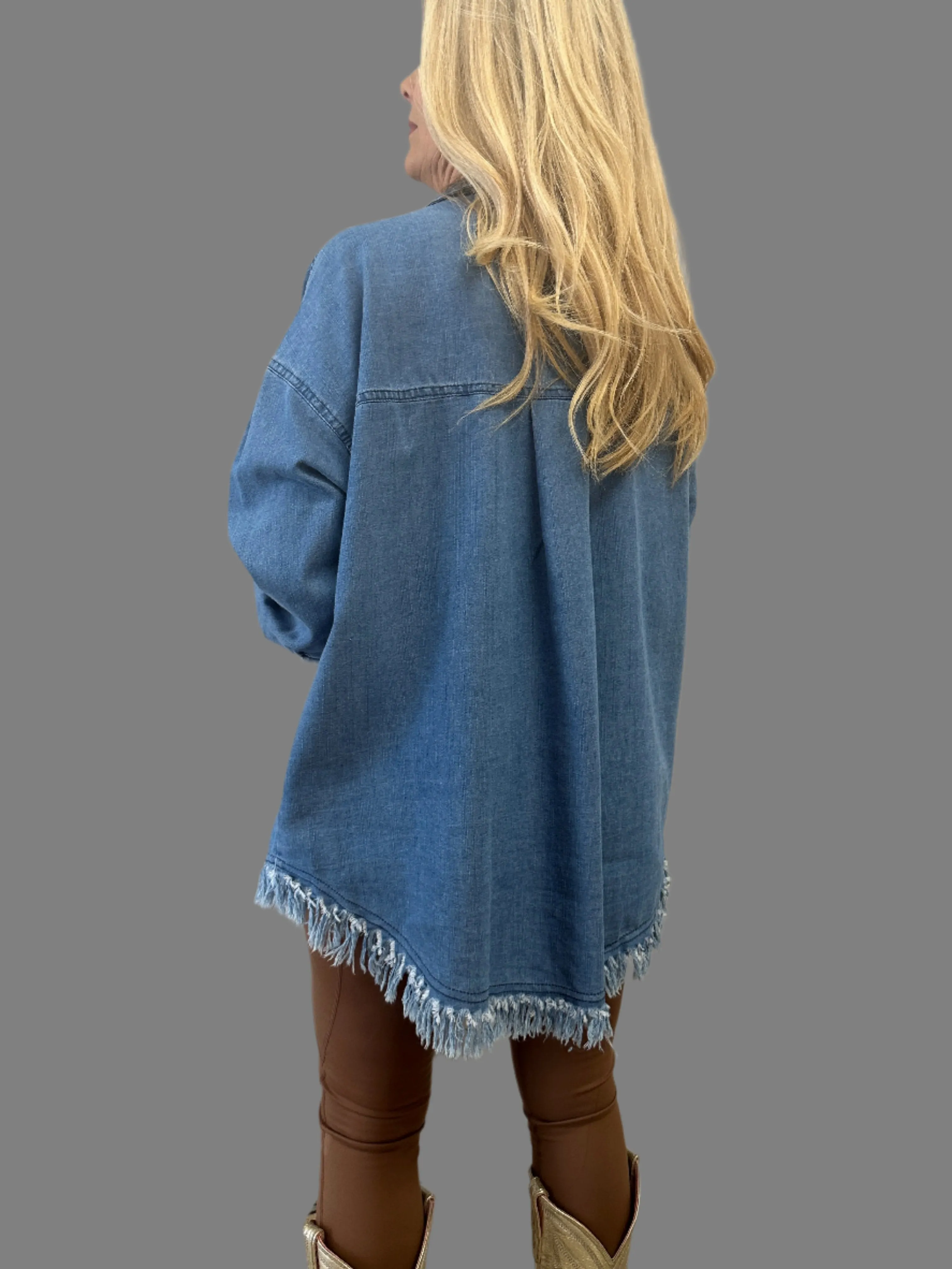 Denim Sequins Pocket Top