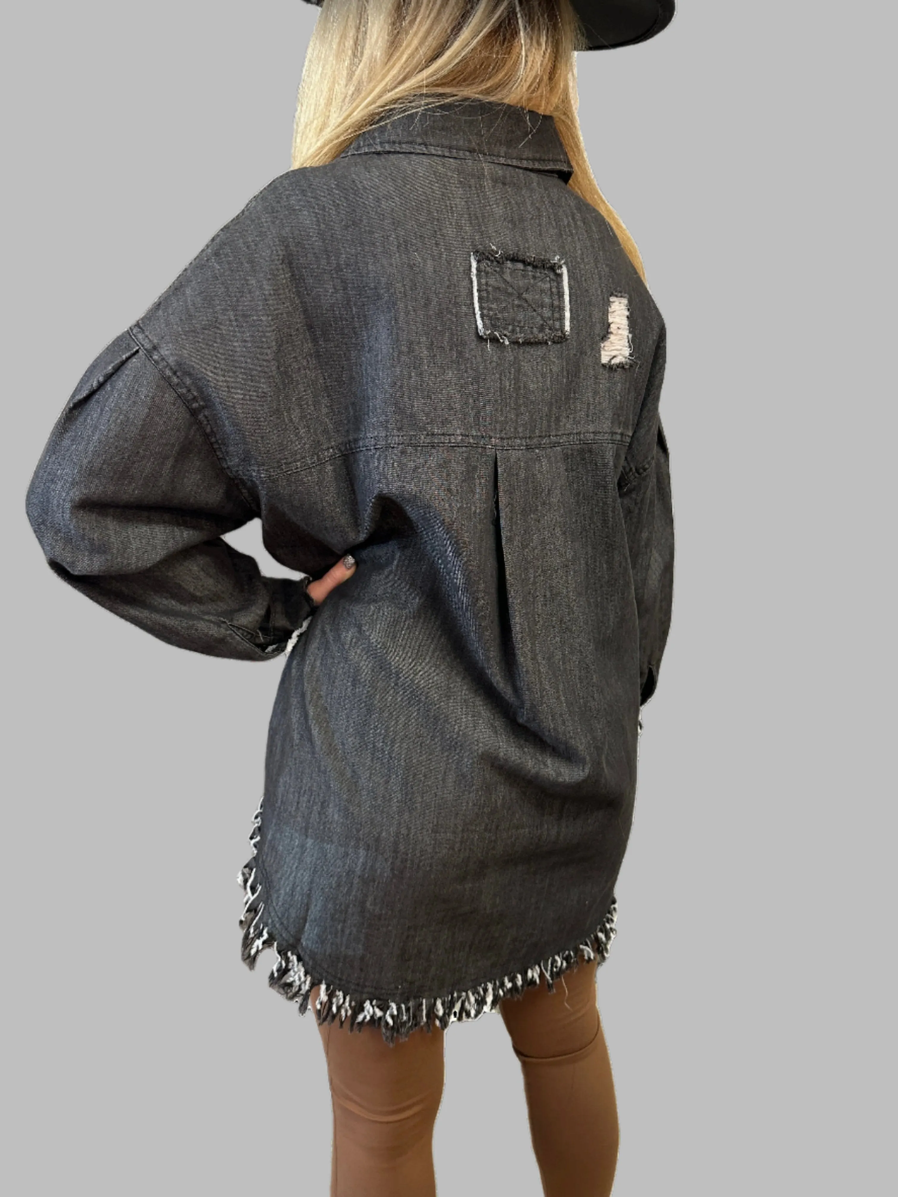 Denim Sequins Pocket Top