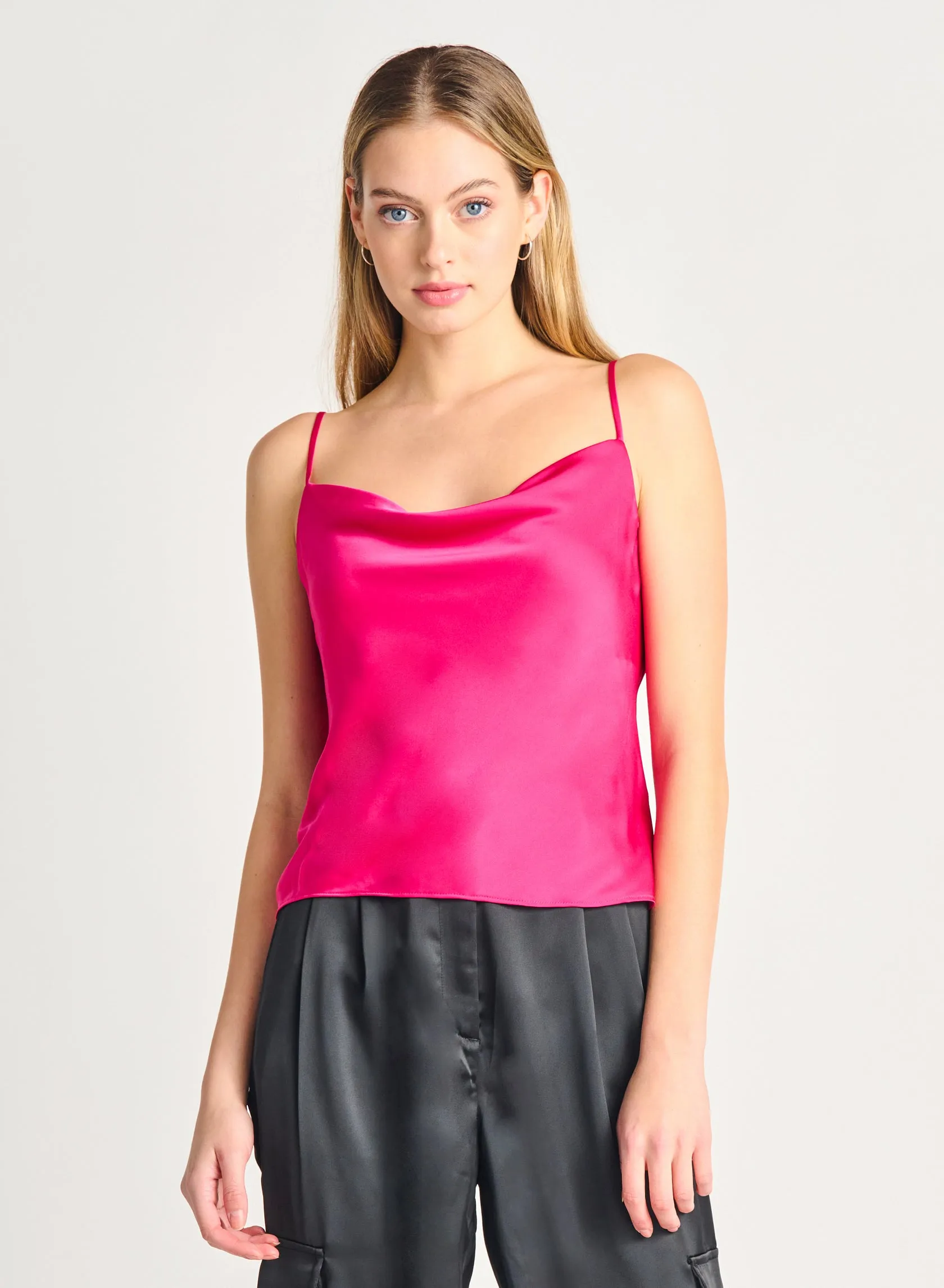 Dex Kyla Drapeneck Satin Tank Top