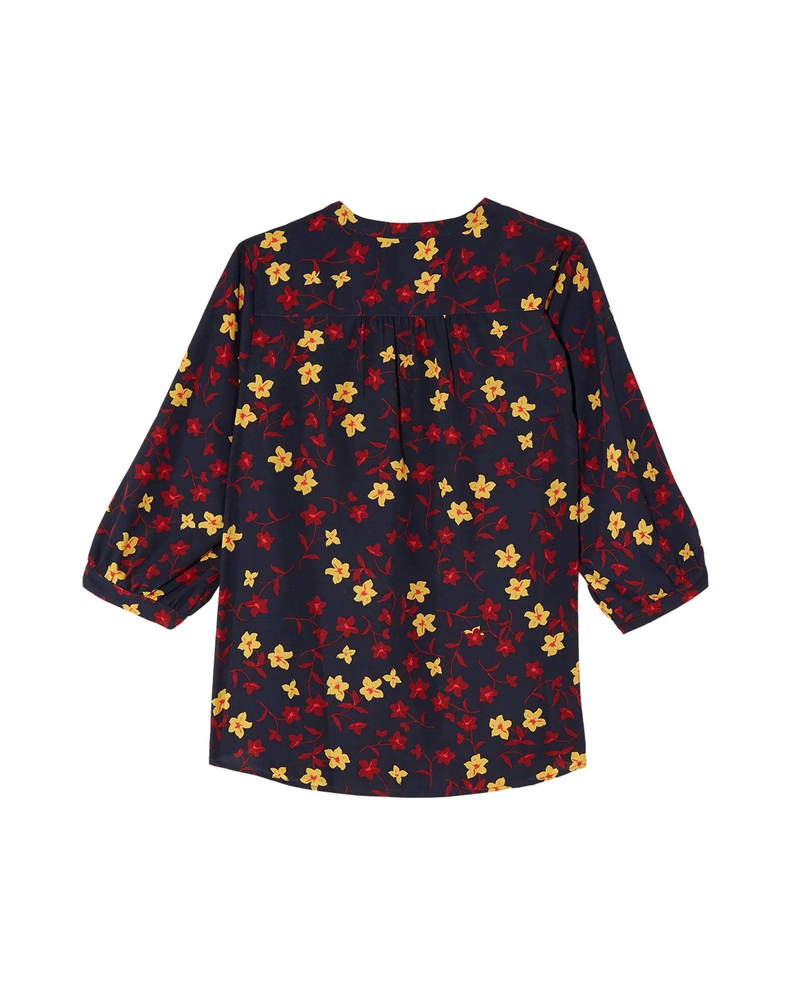 Dixie 3/4 Tie Sleeve Blouse | Navy / Burgundy