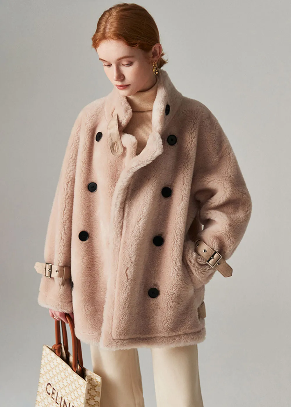 Double Breasted High Pile Wool Fleece Coat