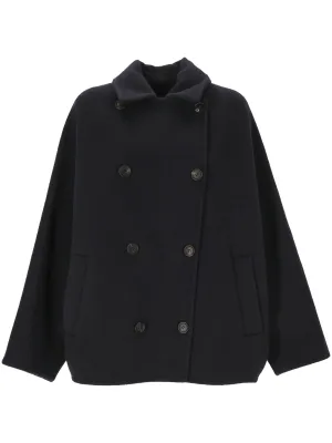 Double-breasted Navy Wool and Cashmere Jacket