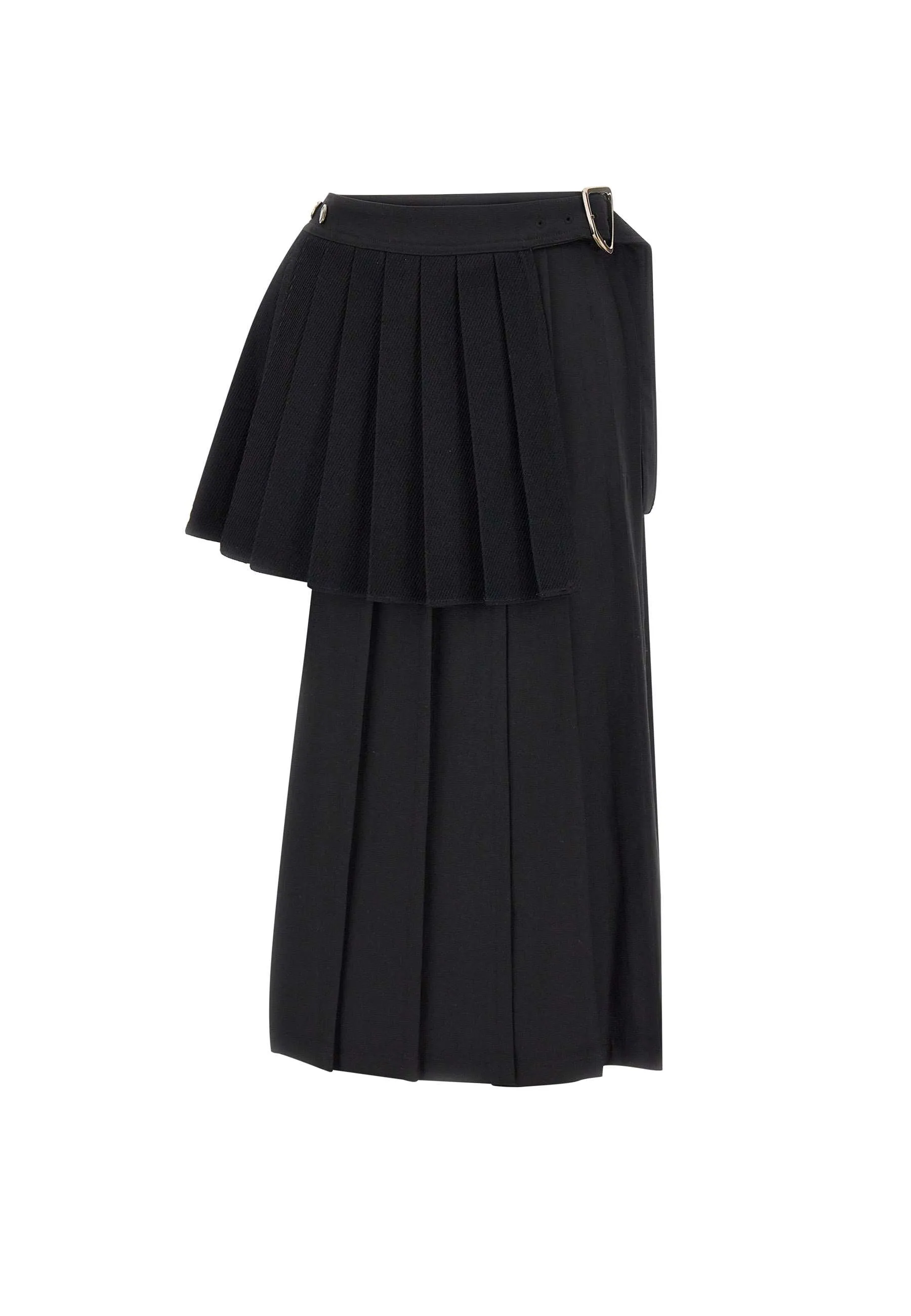 Double Pleated Wool Blend Skirt