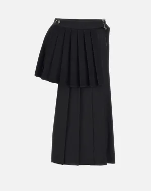 Double Pleated Wool Blend Skirt