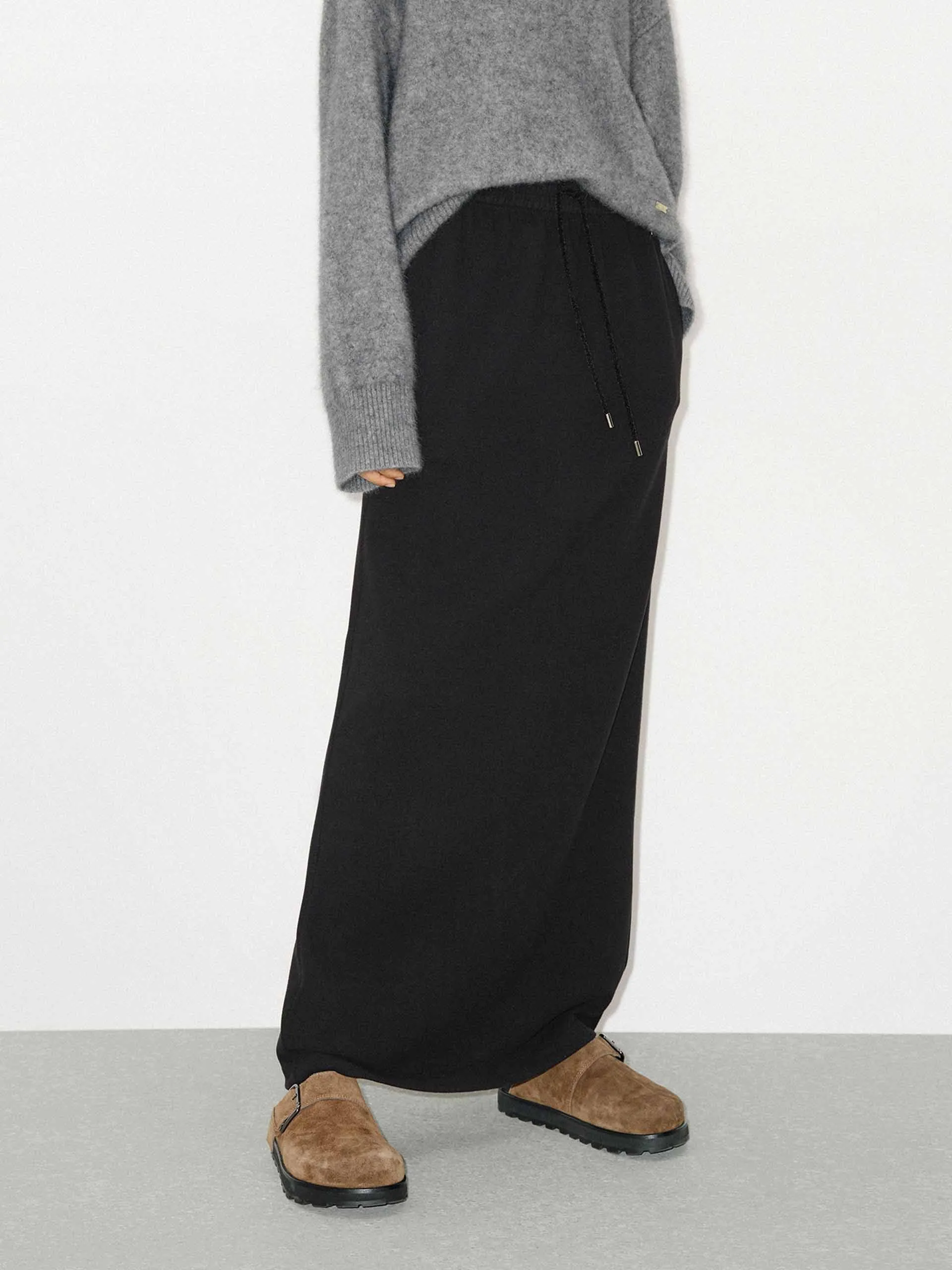 Drawstring Straight Maxi Skirt