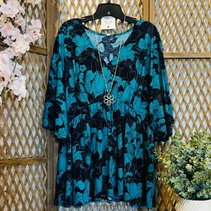 Dreamer Teal/Navy Floral Top