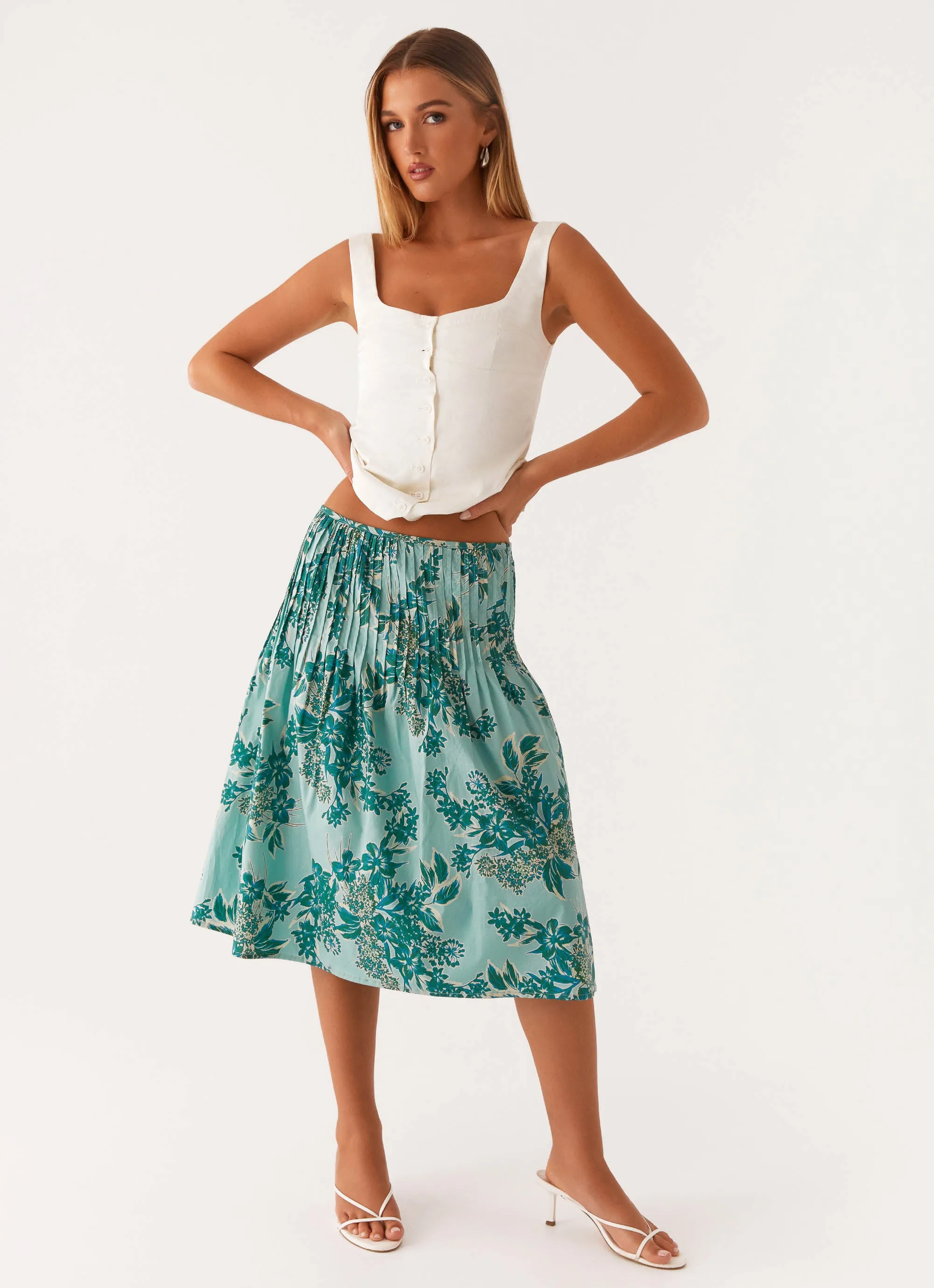 Dreamscape Midi Skirt - Cloud Nine Floral