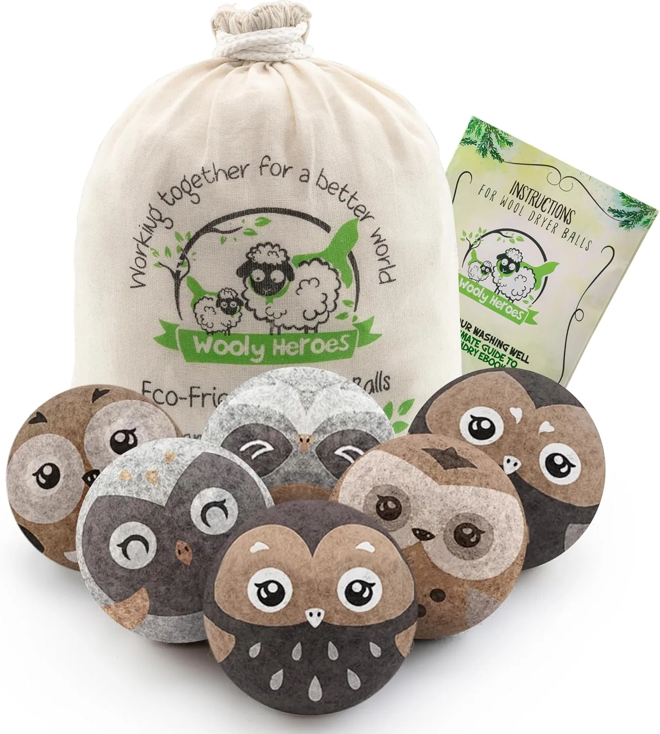 Dryer Balls, 100% Organic Wool Sustainable & Eco-Friendly - Dry 1,000 Loads