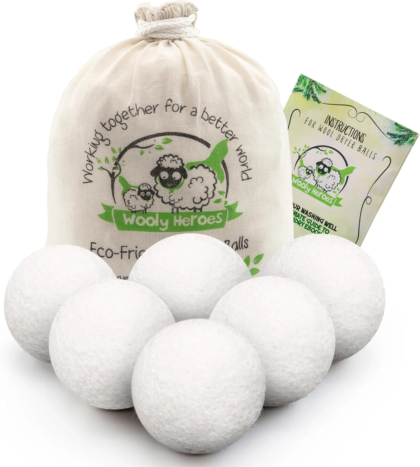 Dryer Balls, 100% Organic Wool Sustainable & Eco-Friendly - Dry 1,000 Loads