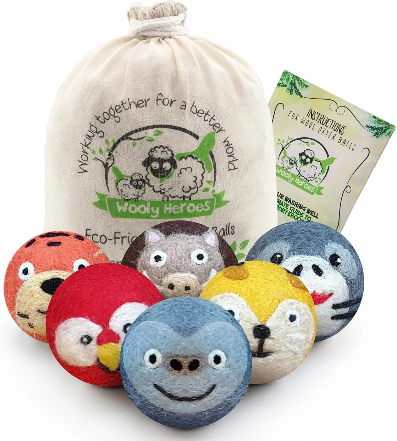 Dryer Balls, 100% Organic Wool Sustainable & Eco-Friendly - Dry 1,000 Loads