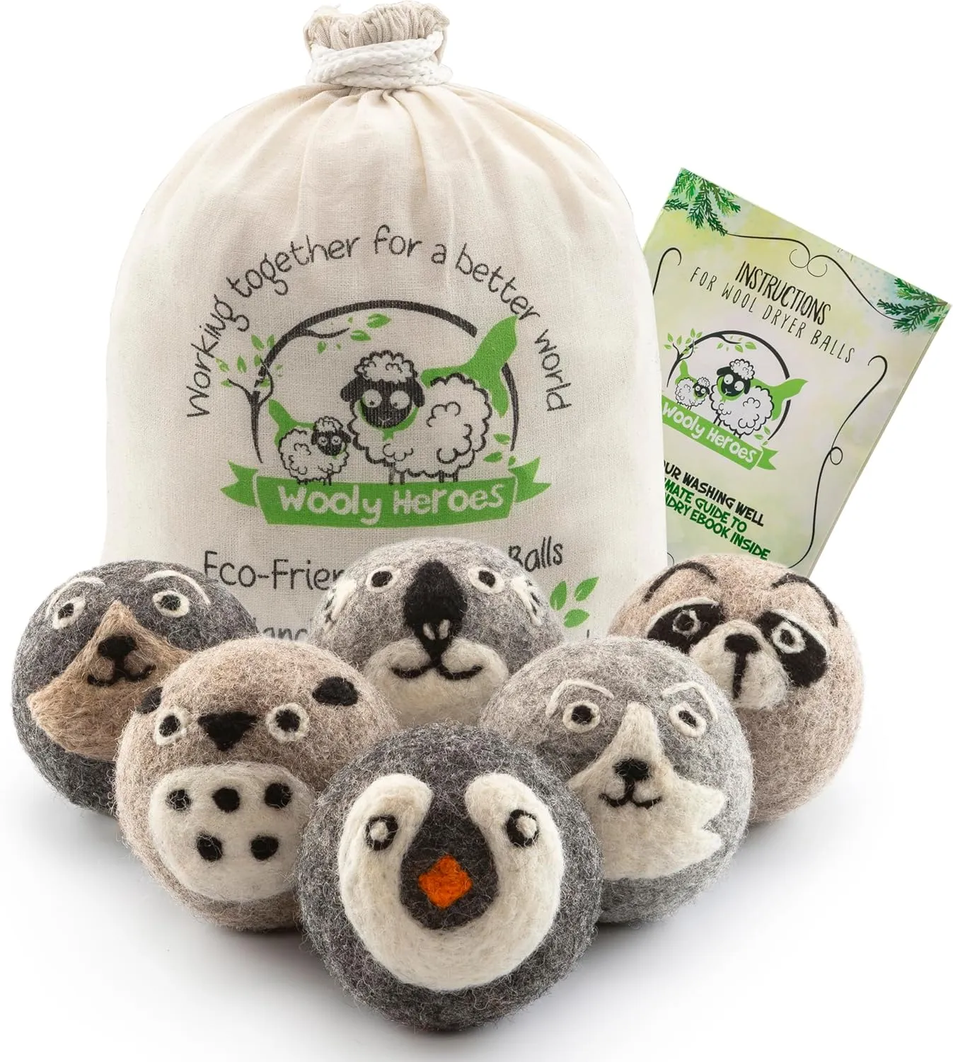 Dryer Balls, 100% Organic Wool Sustainable & Eco-Friendly - Dry 1,000 Loads