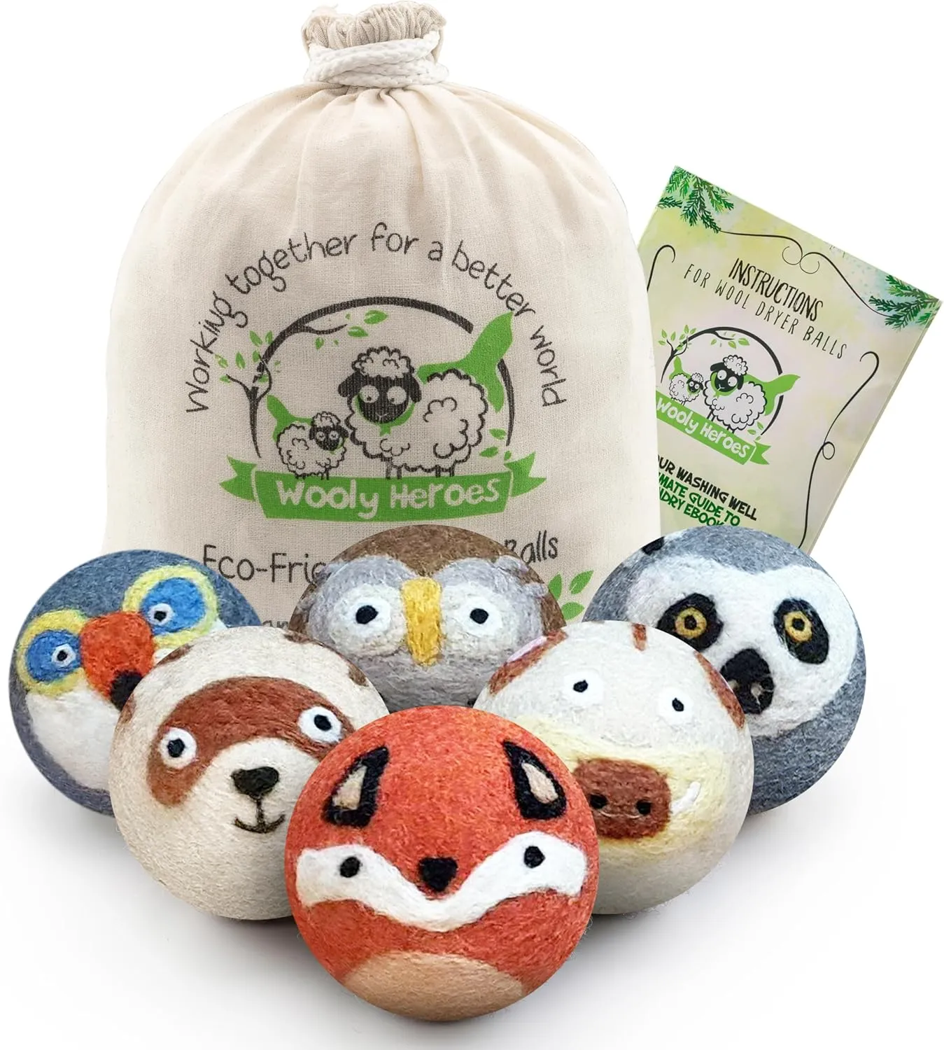 Dryer Balls, 100% Organic Wool Sustainable & Eco-Friendly - Dry 1,000 Loads