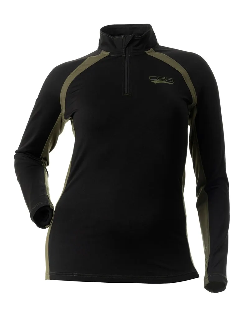 DSG D-Tech Plus Size 1/4 Zip Base Layer Shirt | Black/Olive