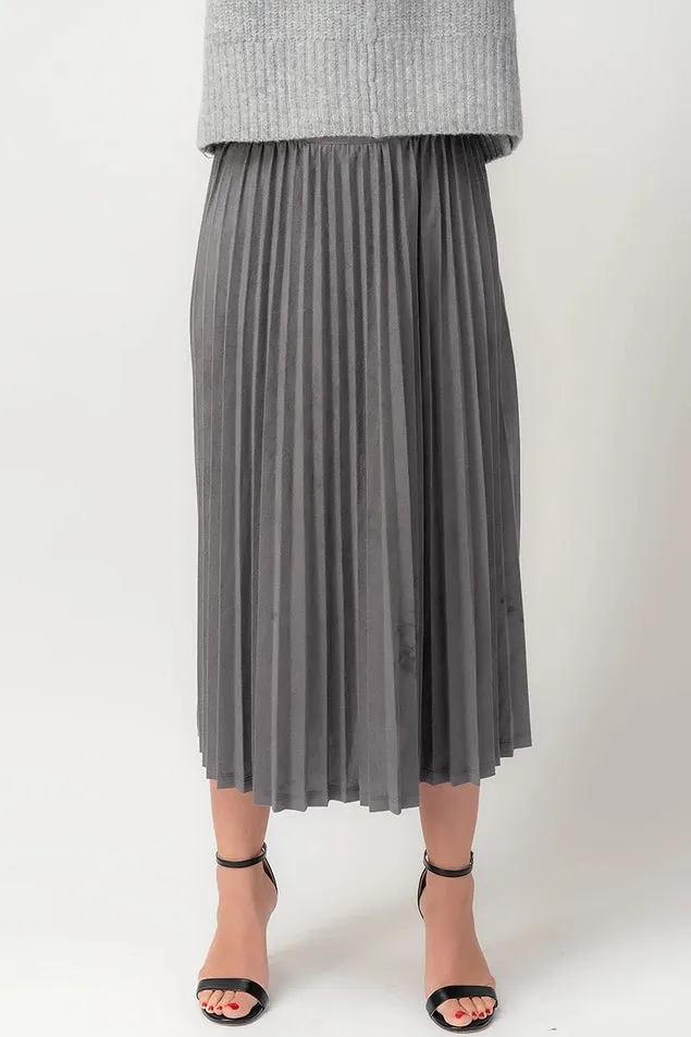 Emily Pleated Zip Midi Flare Skirt