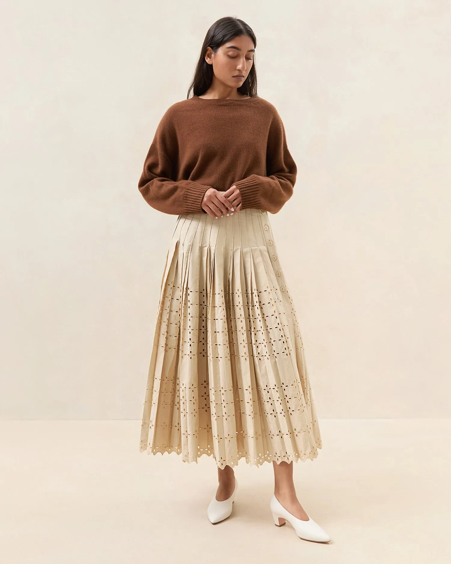 Emlyn Pleated Midi Skirt