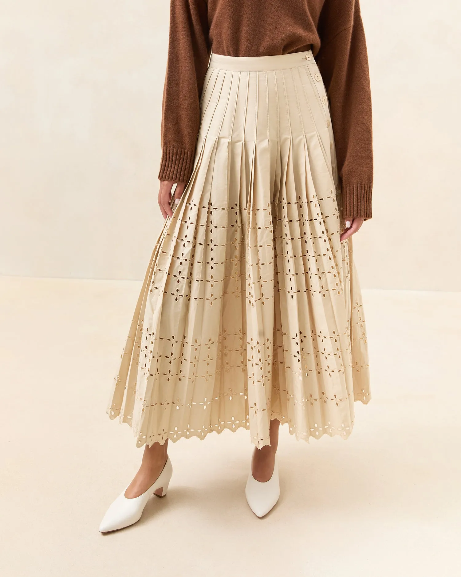 Emlyn Pleated Midi Skirt