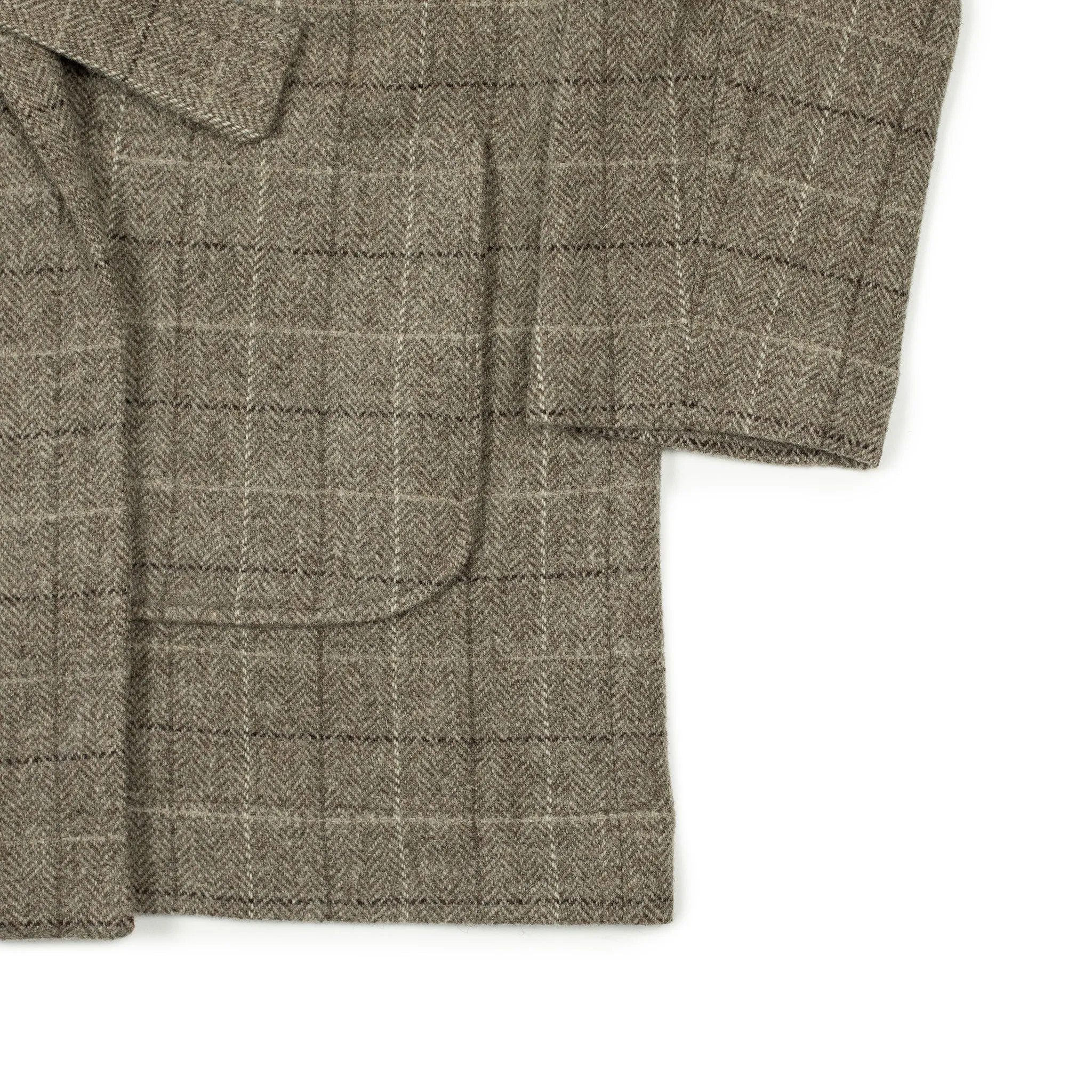 Exclusive cardigan jacket in taupe windowpane undyed wool herringbone