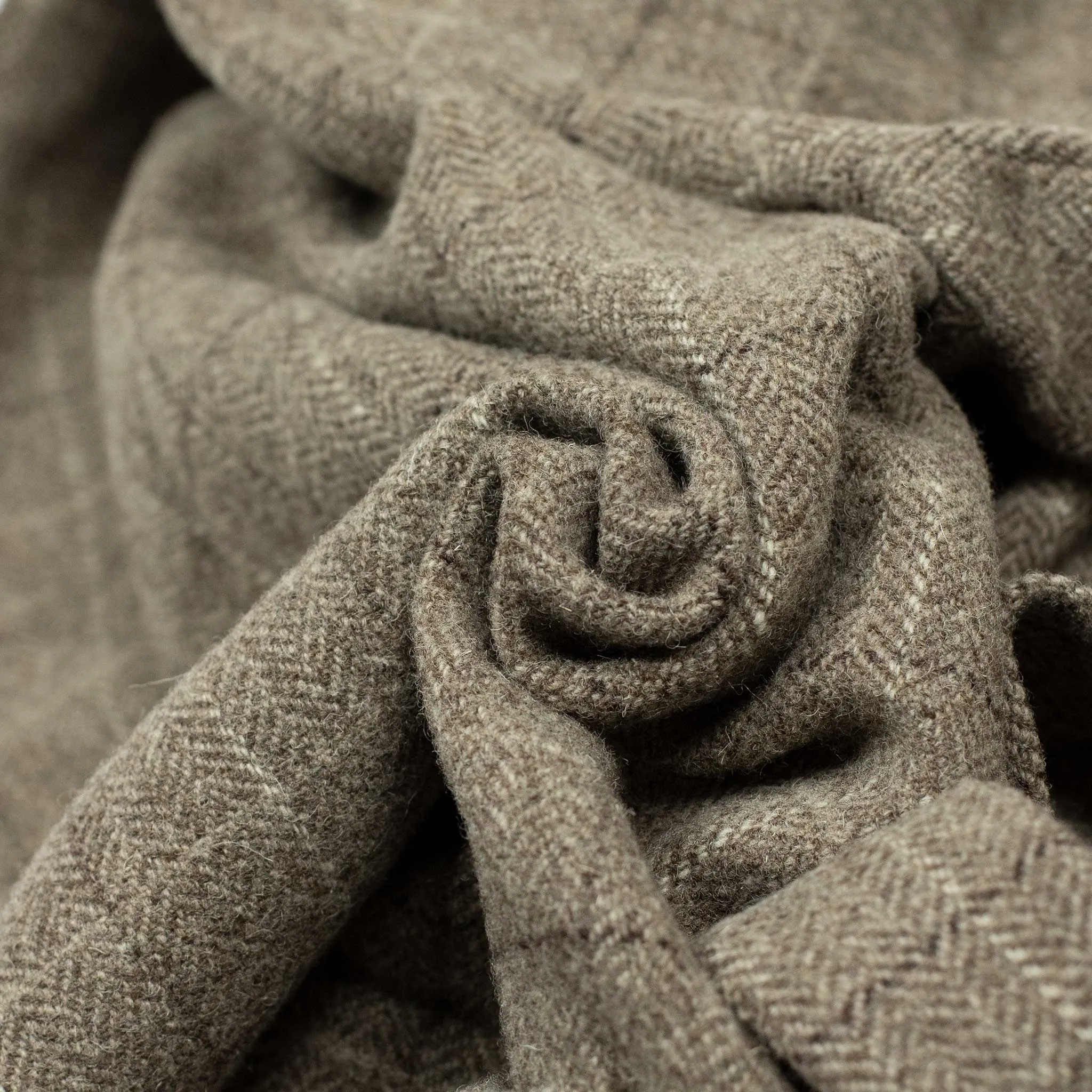 Exclusive cardigan jacket in taupe windowpane undyed wool herringbone