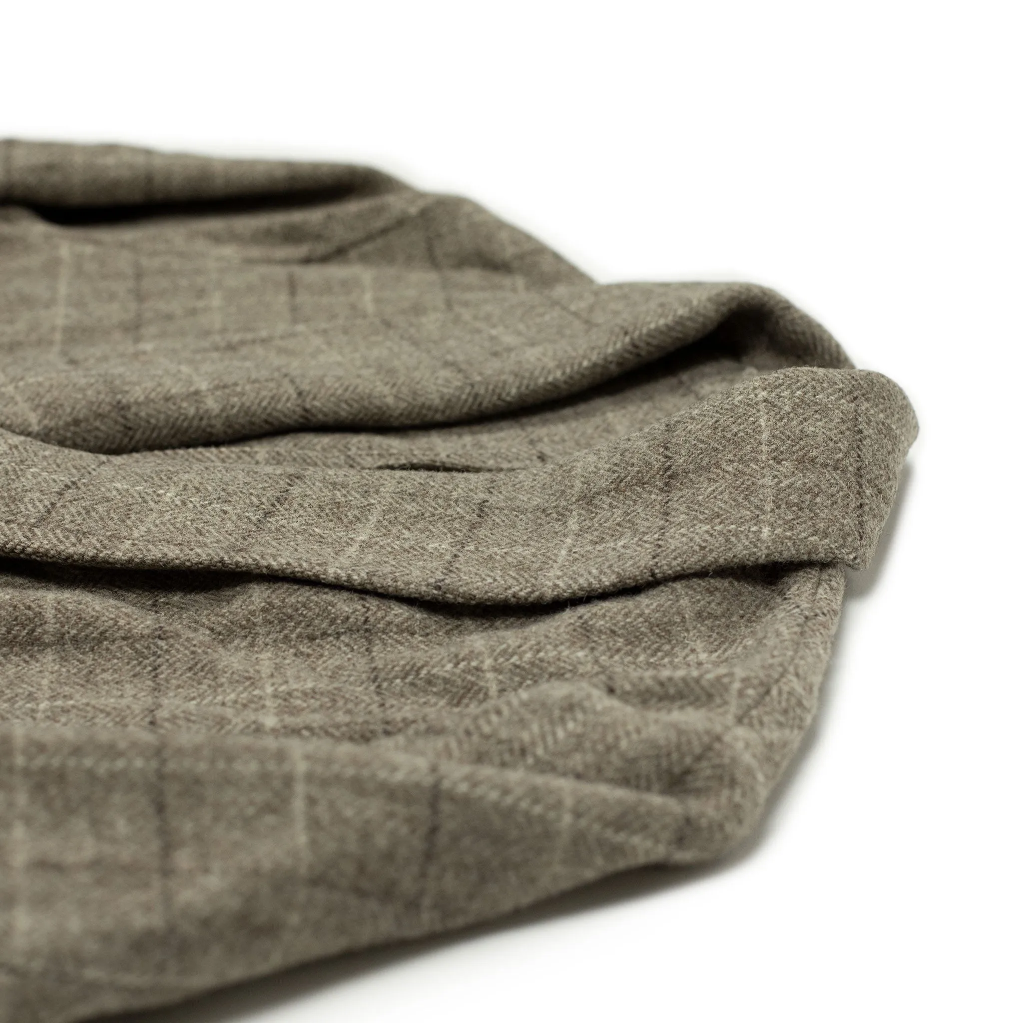 Exclusive cardigan jacket in taupe windowpane undyed wool herringbone