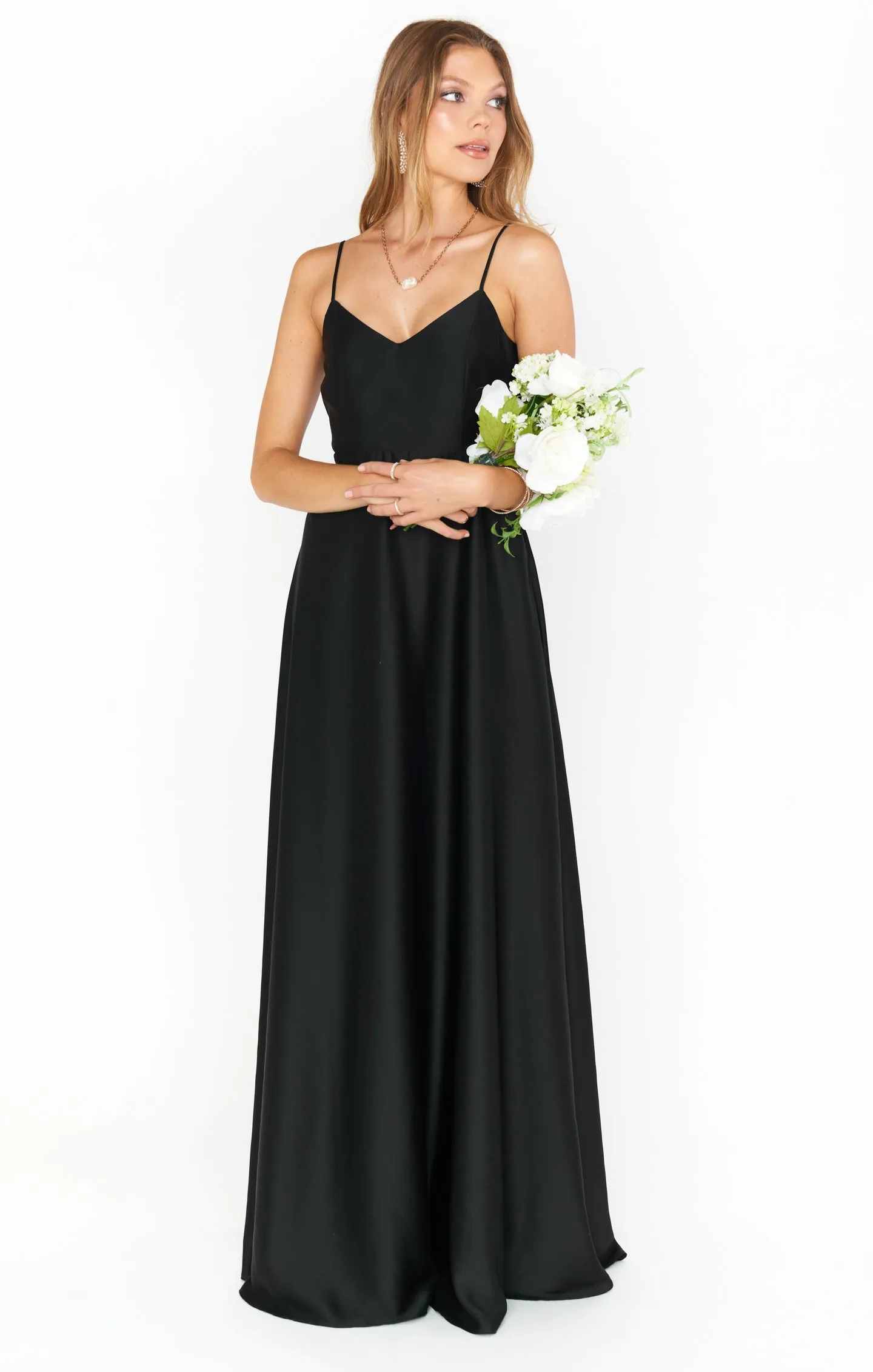 Faith Maxi Dress ~ Black Luxe Satin