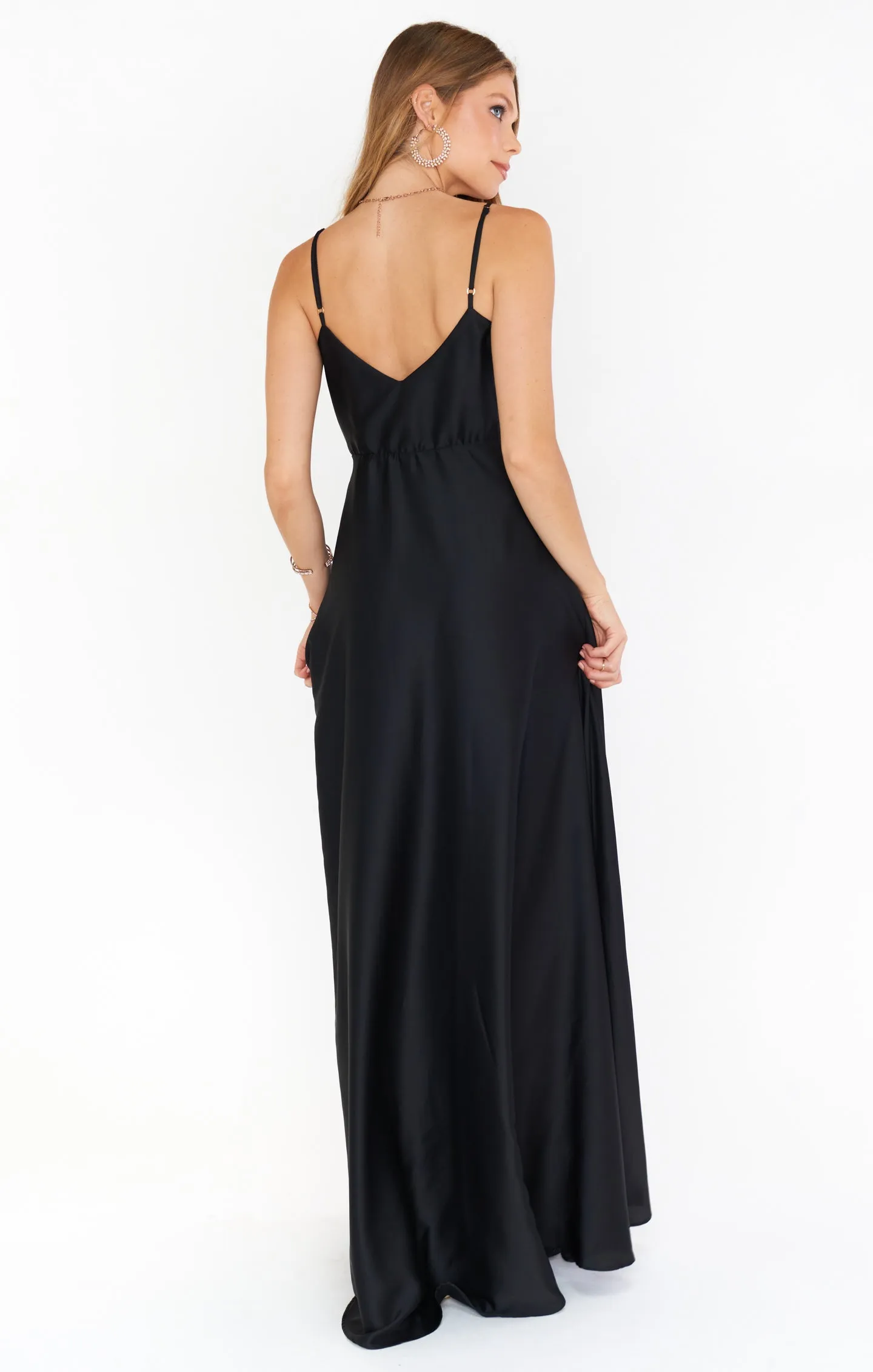 Faith Maxi Dress ~ Black Luxe Satin