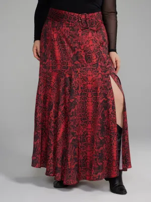 Fashion To Figure - Belted Snake Print Maxi Skirt