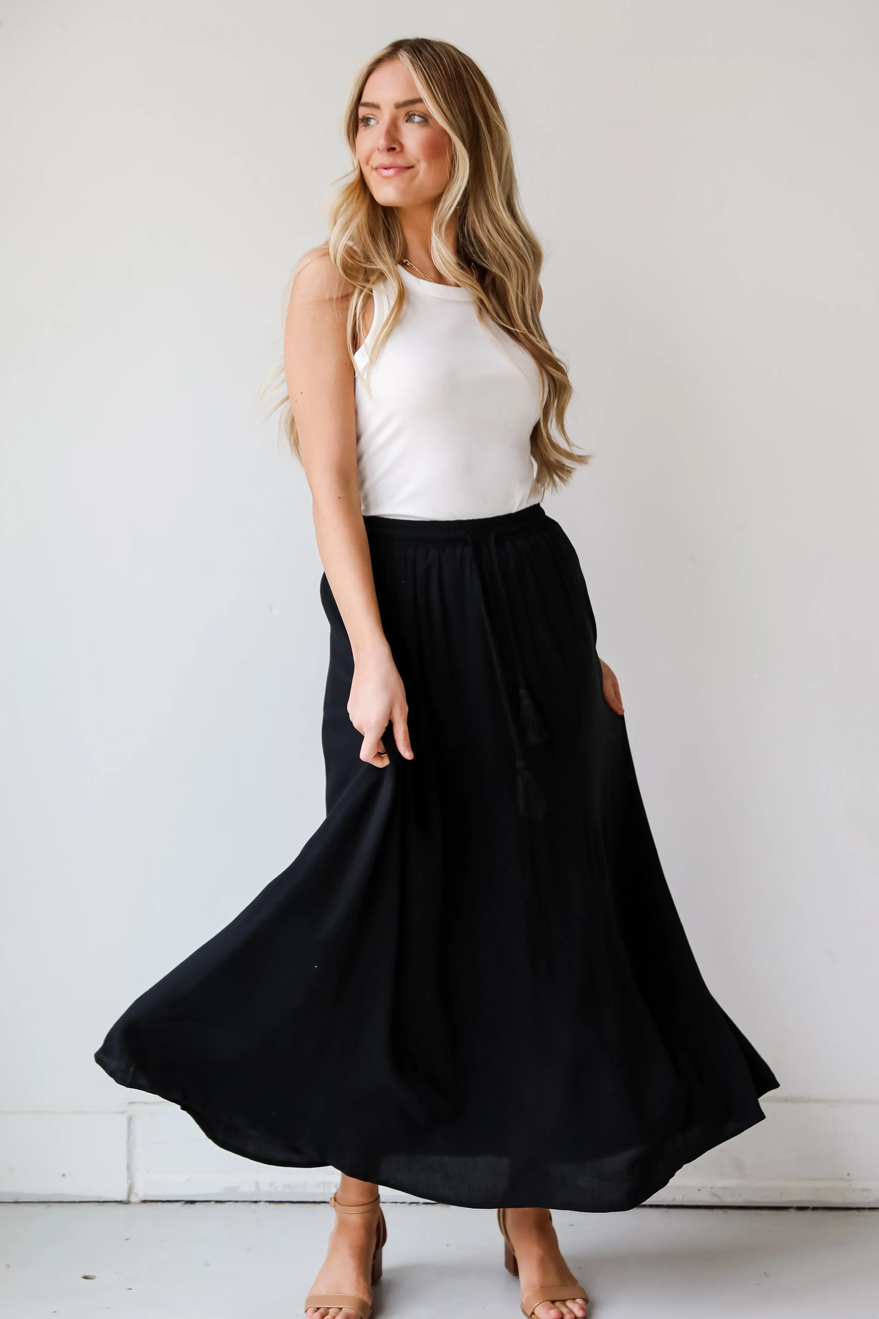 FINAL SALE - On My Mind Black Maxi Skirt - DU DEAL