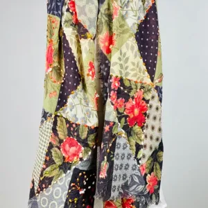 Floral Polka Mix Print Embroidered Scarf