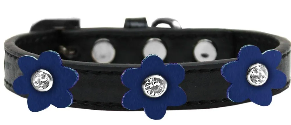 Flower Premium Collar Black With Blue Flowers Size 10