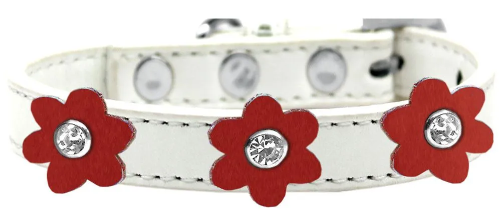 Flower Premium Collar White With Red Flowers Size 18