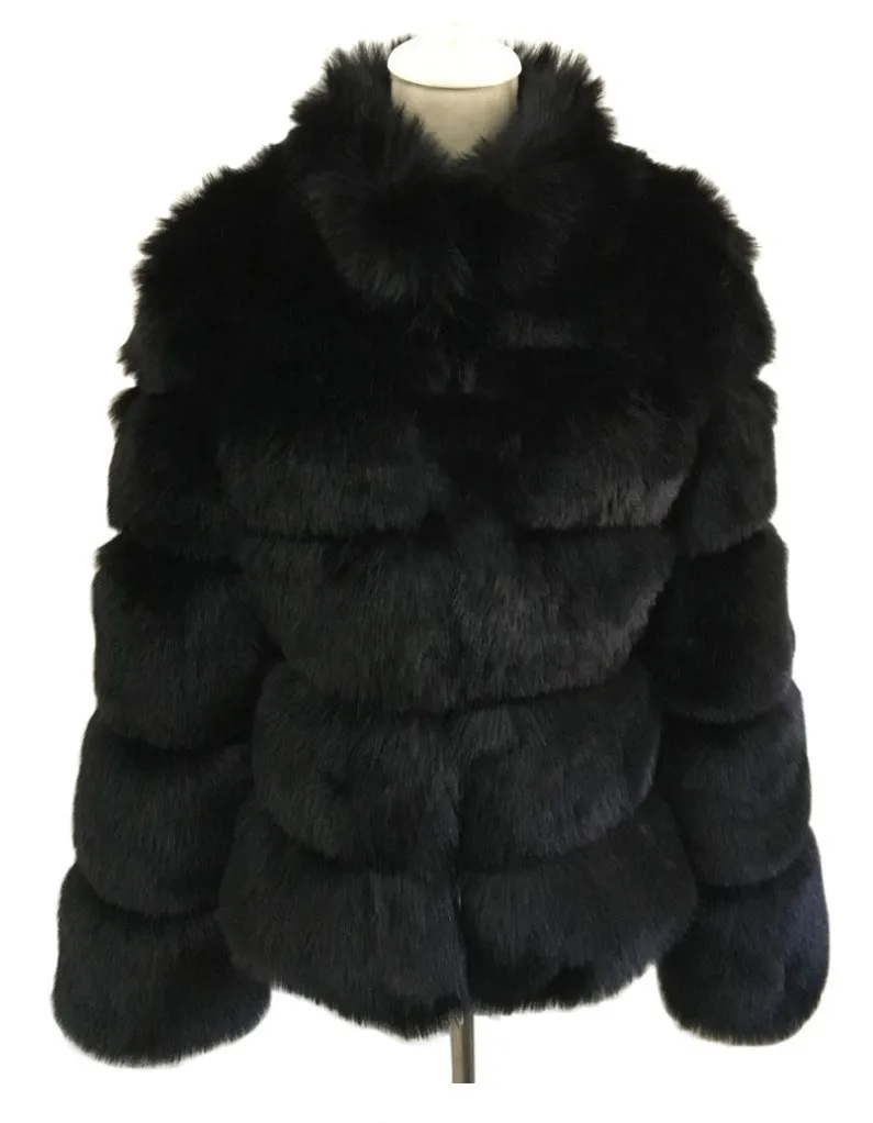 Fox Fur Slimming Stand Collar Splicing Coat