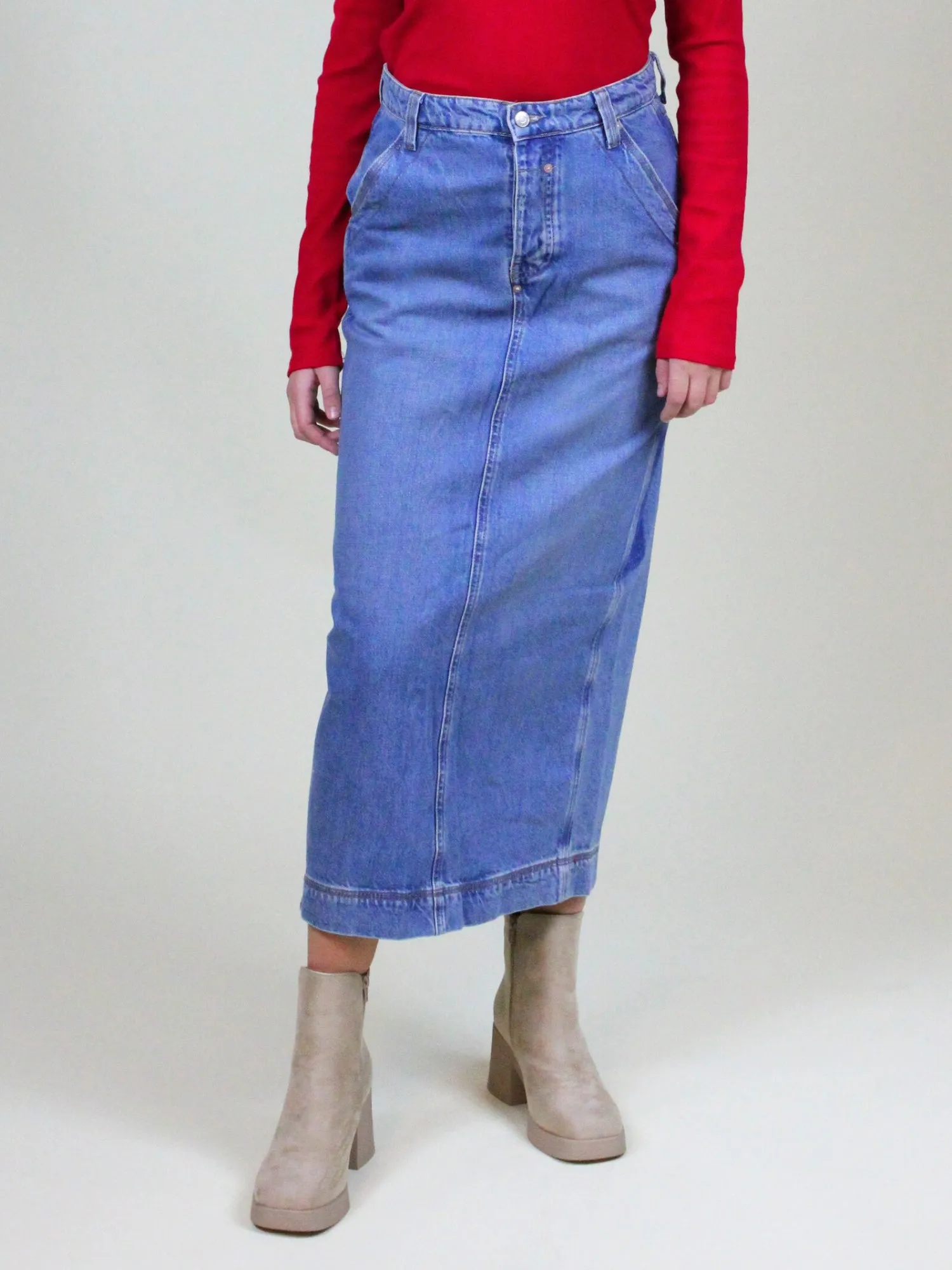 Free People Francisco Denim Maxi Skirt