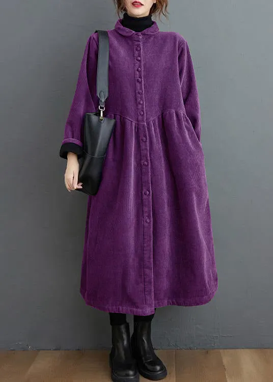 French purple  corduroy coats Inspiration thick Cinched women coats ( Limited Stock)