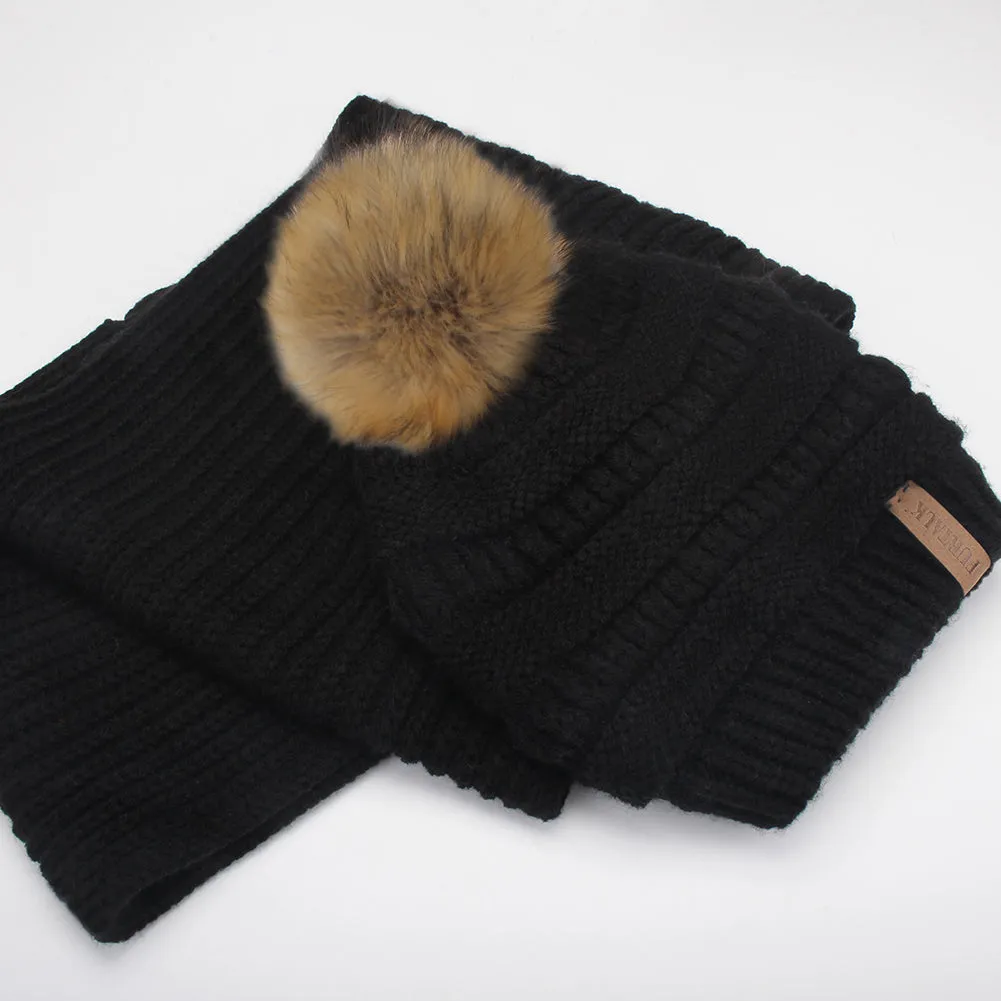 FURTALK  Kids Winter Faux Fur Pom Pom Hat Scarf Set Drop Shipping HTWL011